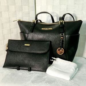 Michael Kors Black Shoulder Purse and Clutch with storage bag